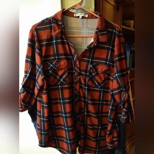 Women's Eden & Olivia Red Plaid Flannel Button Down Shirt mc